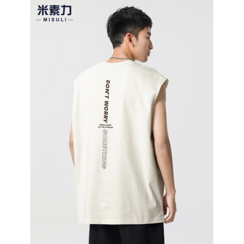 夏季透氣印花背心男ins潮流時尚百搭無袖T恤上衣涼感跨欄運動坎肩