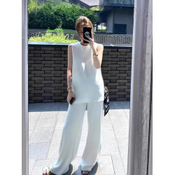 高級感歐貨白色運動套裝女夏季時尚休閒無袖小香風兩件套炸街減齡