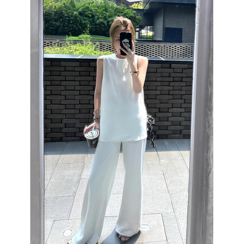 高級感歐貨白色運動套裝女夏季時尚休閒無袖小香風兩件套炸街減齡
