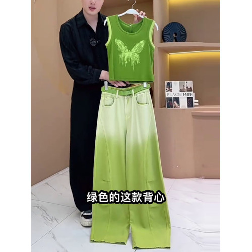 歐貨休閒運動套裝女夏季2025新款時尚洋氣設計感假兩件背心兩件套