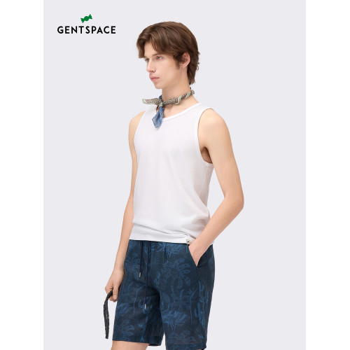 GENTSPACE2025夏新品簡約圓領基礎白色肌理感休閒背心 GENTSPACE2025夏新品簡約圓領基礎白色肌理感休閒背心
