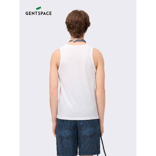 GENTSPACE2025夏新品簡約圓領基礎白色肌理感休閒背心 GENTSPACE2025夏新品簡約圓領基礎白色肌理感休閒背心