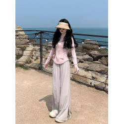 瑜伽服冰絲防曬衣休閒運動套裝女夏季2025新款修身顯瘦時尚兩件套