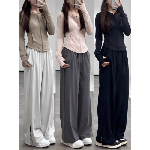 瑜伽服冰絲防曬衣休閒運動套裝女夏季2025新款修身顯瘦時尚兩件套