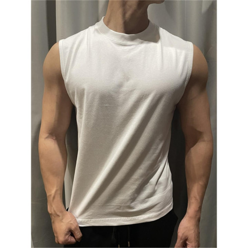 男士夏季純棉寬松透氣大碼背心 健身訓練跑步戶外運動美式坎肩