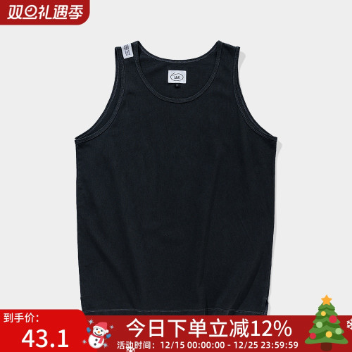 SOGATA LAWS福利款美式水洗寬松無袖純棉透氣運動坎肩背心t恤男