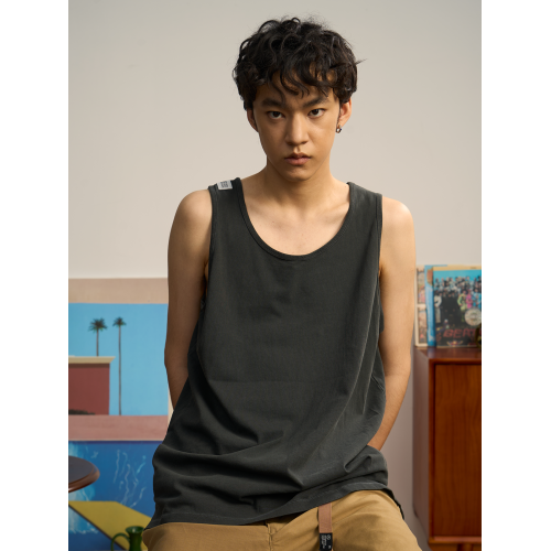 SOGATA LAWS福利款美式水洗寬松無袖純棉透氣運動坎肩背心t恤男