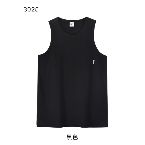 爆贊！100新疆棉！夏季男士基礎百搭純色圓領無袖純棉背心T恤口袋