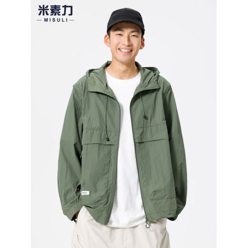 日系可拆卸冰絲涼感防曬衣男士無袖背心夏季薄款外搭開衫防曬服潮