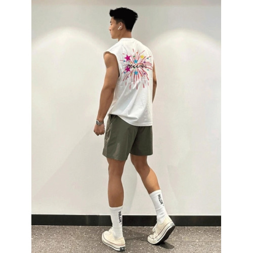 大碼300斤美式潮牌印花背心男裝夏季寬松休閒無袖T恤上衣汗衫體恤
