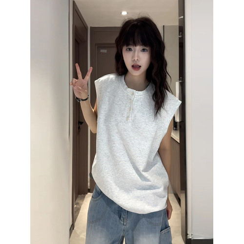 cleanfit亨利領背心男夏季薄款美式重磅無袖t恤休閒運動坎肩汗衫