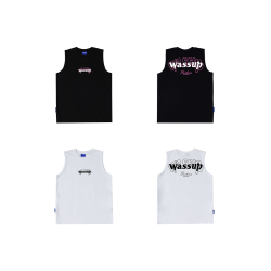 WASSUP潮牌美式字母坎肩背心男情侶夏季2025新款純棉運動無袖T恤