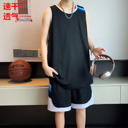 籃球服套裝男夏季速乾無袖球衣青年運動背心短褲加大碼跑步訓練服