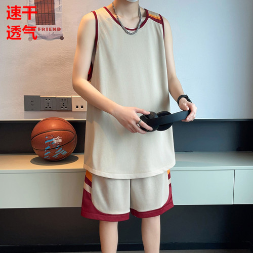 籃球服套裝男夏季速乾無袖球衣青年運動背心短褲加大碼跑步訓練服