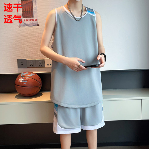 籃球服套裝男夏季速乾無袖球衣青年運動背心短褲加大碼跑步訓練服