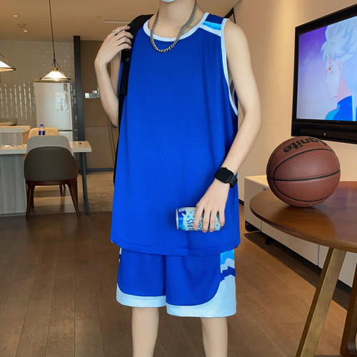 籃球服套裝男夏季速乾無袖球衣青年運動背心短褲加大碼跑步訓練服