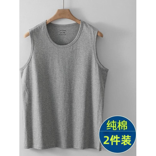 皮爾卡丹無袖男t恤夏季薄款純棉中老年爸爸打底老頭吊帶背心汗衫