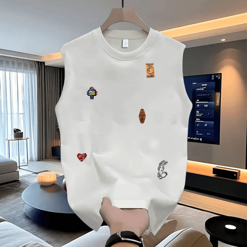 MAROLIO~高級優品2025夏季爆款純棉無袖背心男士美式高街外穿上衣