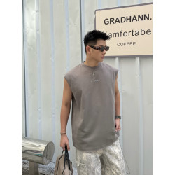 2025夏季新款男士背心潮牌痞帥男款印花字母寬松透氣高街 無袖T恤