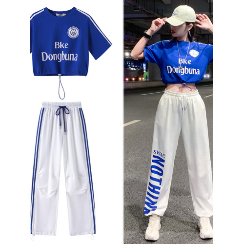 jazz跳舞衣服爵士舞服裝女春夏尊巴舞蹈服街舞褲子演出服運動套裝
