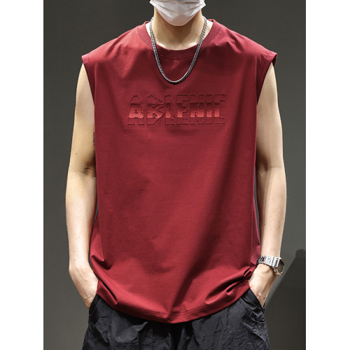 倉石一樹涼感背心男夏薄款寬松大碼無袖T恤運動字母印花百搭坎肩