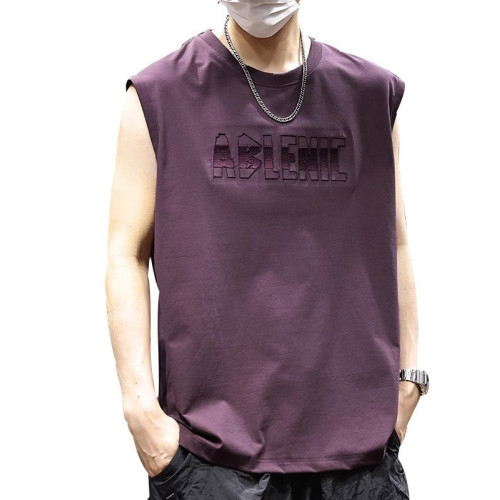 倉石一樹涼感背心男夏薄款寬松大碼無袖T恤運動字母印花百搭坎肩
