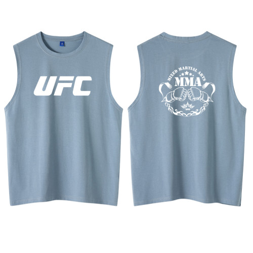 UFC格鬭MMA混合格鬭武術拳擊運動背心T恤無袖短袖個性衣服坎肩男