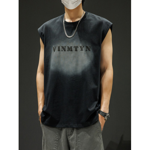 夏季新款男生背心短袖t恤加肥加大碼胖子無袖男衣服潮體恤衫320斤