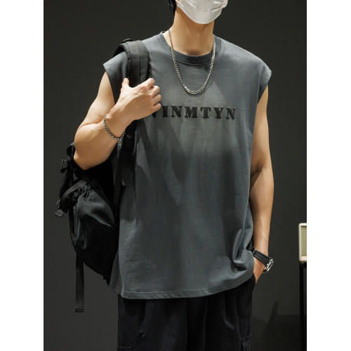 夏季新款男生背心短袖t恤加肥加大碼胖子無袖男衣服潮體恤衫320斤