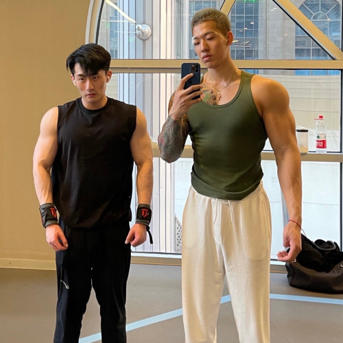耿浩倫加粗螺紋白色背心男緊身肌肉健身吸汗打底速度與激情9gymog