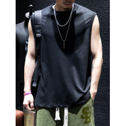 純色純棉無袖t恤男夏季寬松潮牌ins坎肩短袖男生潮流百搭休閒背心
