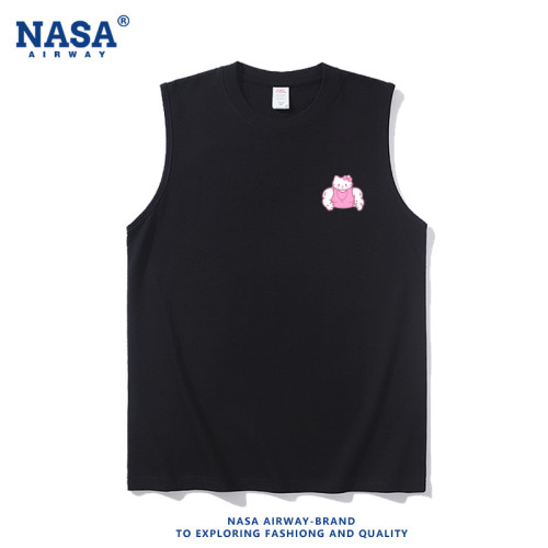 NASA聯名粉色kitty貓肌肉版創意純棉背心男女生搞怪健身無袖坎肩