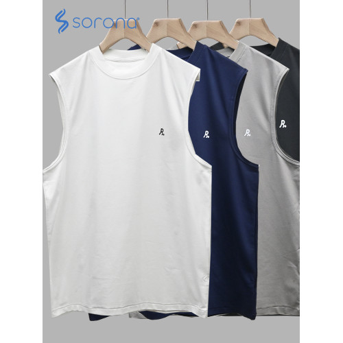 抑菌涼感黑科技RE新款SORONA男士無袖坎肩背心夏季圓領運動速乾男
