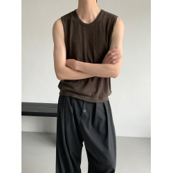 權一 舒服好穿 夏季純色松弛感針織無袖背心慵懶坎肩馬甲T恤男女