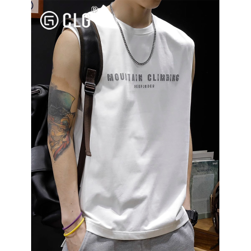 香港CLG潮牌純棉籃球背心男寬松坎肩男士無袖短袖運動健身inst恤
