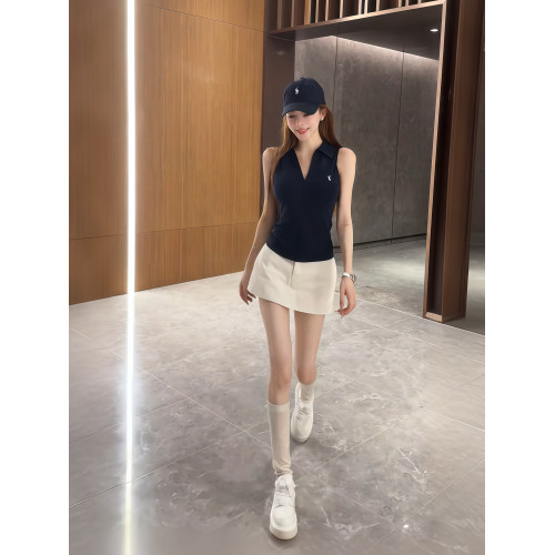 休閒運動套裝女夏高爾夫千金無袖polo背心吊帶上衣半身褲裙兩件套