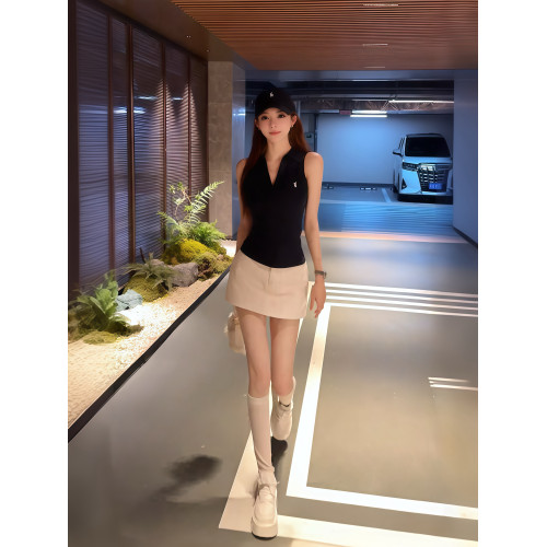 休閒運動套裝女夏高爾夫千金無袖polo背心吊帶上衣半身褲裙兩件套