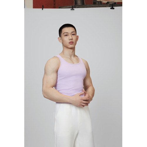 Cosy Rule 緊身款運動休閒健身螺紋背心｜紫色
