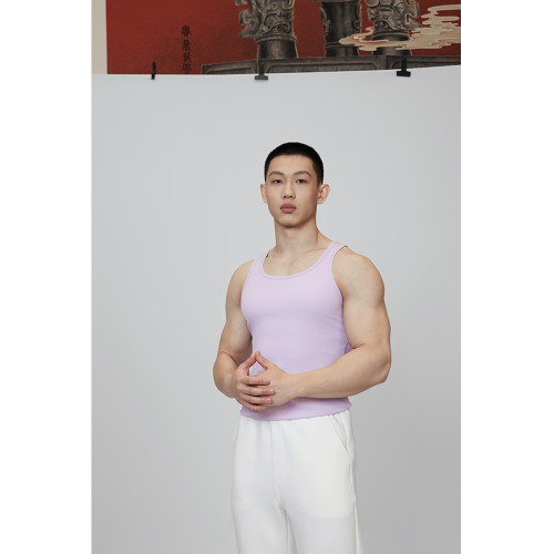 Cosy Rule 緊身款運動休閒健身螺紋背心｜紫色
