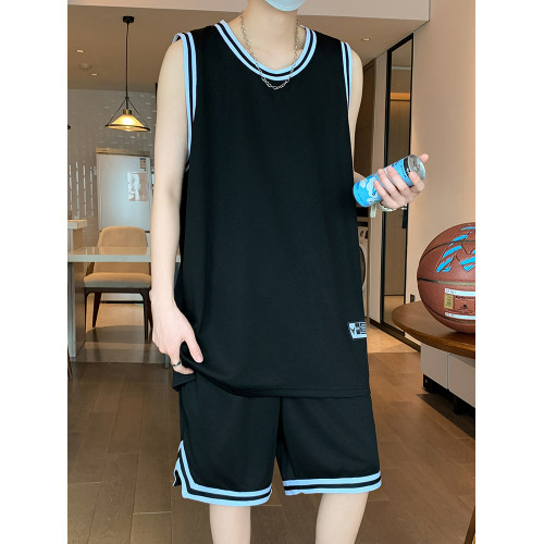 2025新款無袖背心籃球服套裝男夏季寬松速乾冰絲青少年學生T恤衫