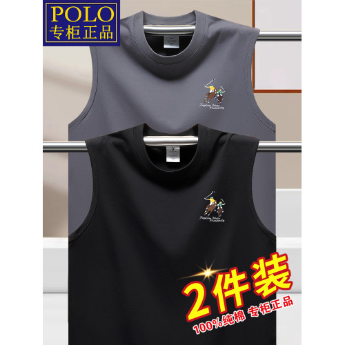 保羅純棉背心男款坎肩夏季薄款寬松休閒汗衫運動跨欄全棉無袖t恤