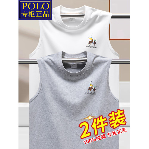 保羅純棉背心男款坎肩夏季薄款寬松休閒汗衫運動跨欄全棉無袖t恤