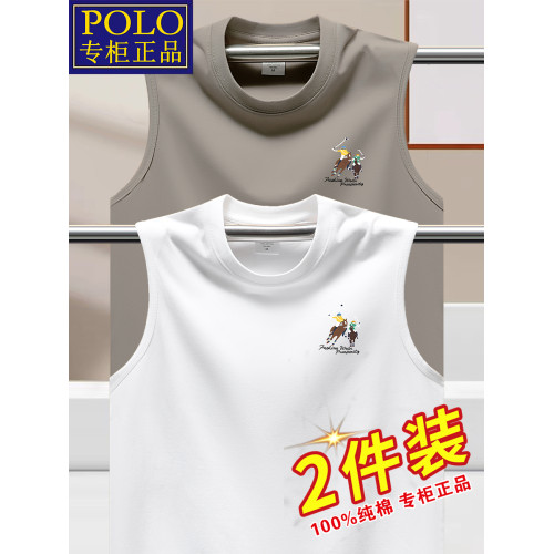保羅純棉背心男款坎肩夏季薄款寬松休閒汗衫運動跨欄全棉無袖t恤
