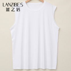 夏季男士竹纖維圓領寬鬆背心居家套頭無袖上衣簡約B9832