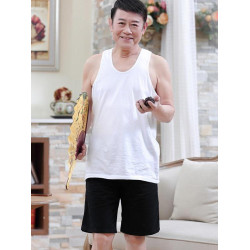 皮爾卡丹男士背心夏季薄款全棉中老年爸爸裝吊帶無袖t恤老頭汗衫