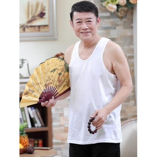 皮爾卡丹男士背心夏季薄款全棉中老年爸爸裝吊帶無袖t恤老頭汗衫