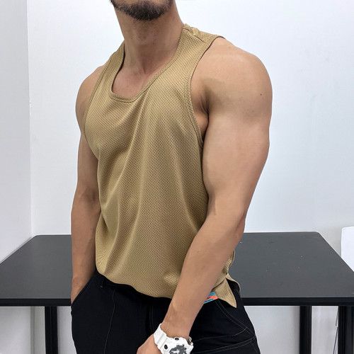 不露點優良成衣簡約基礎速乾運動背心無袖T恤肌肉男顯身材寬松壯