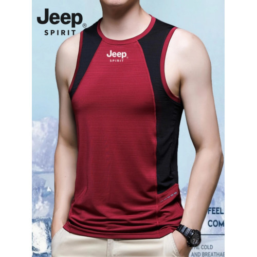 JEEP SPIRIT吉普男士冰涼運動背心夏季薄款坎肩男跨欄背心男速乾