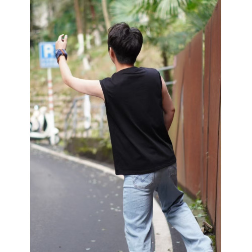 【棉小袖口防走光】中性男女運動小領口無袖背心健身坎肩側面不漏