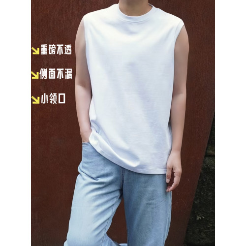 【棉小袖口防走光】中性男女運動小領口無袖背心健身坎肩側面不漏